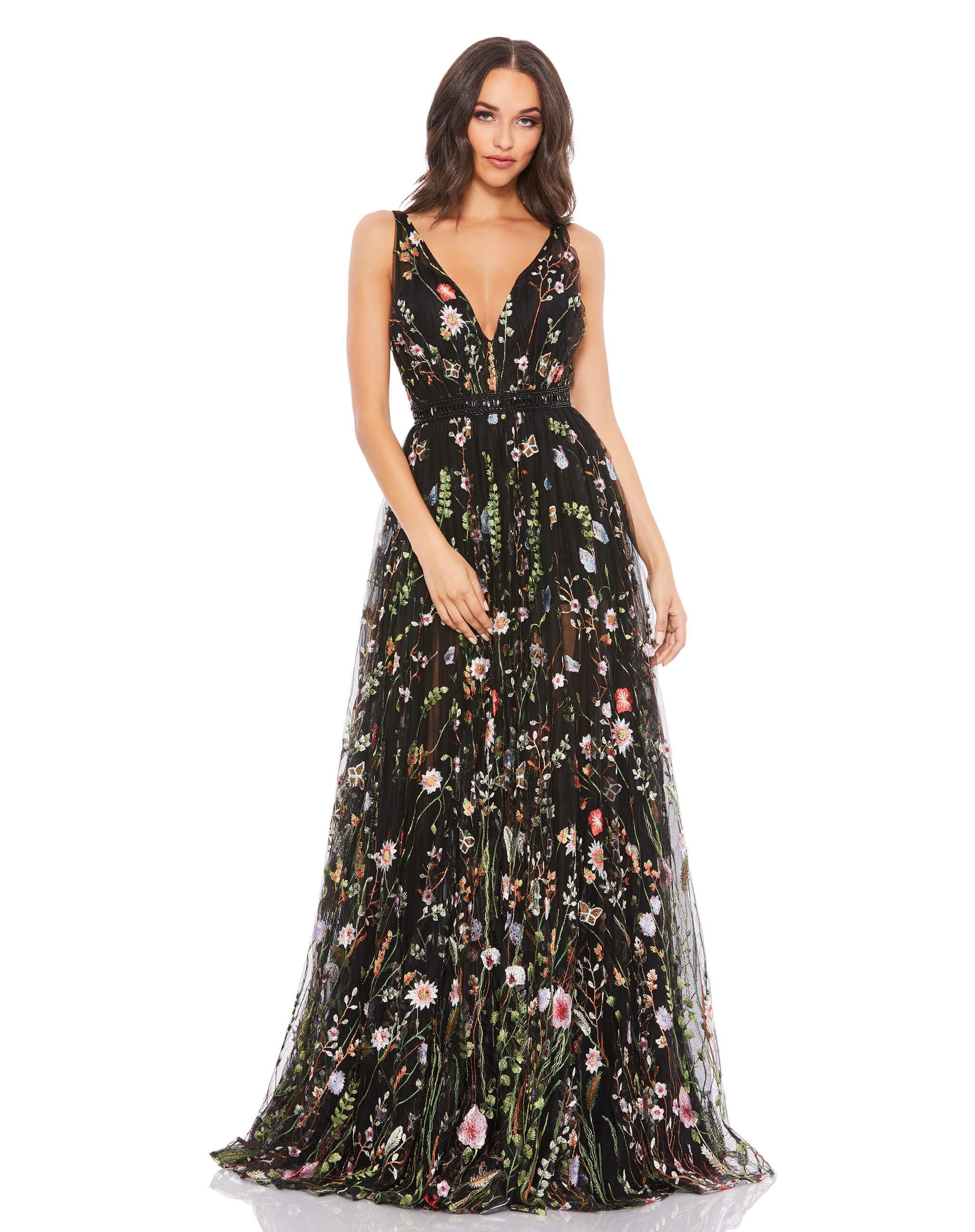 Floral Embroidered Tulle Gown – Mac Duggal